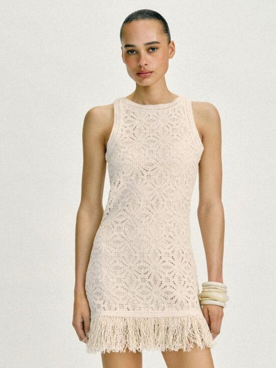 Zara Dresses & Skirts - ZARA FRINGED CROCHET SHORT DRESS